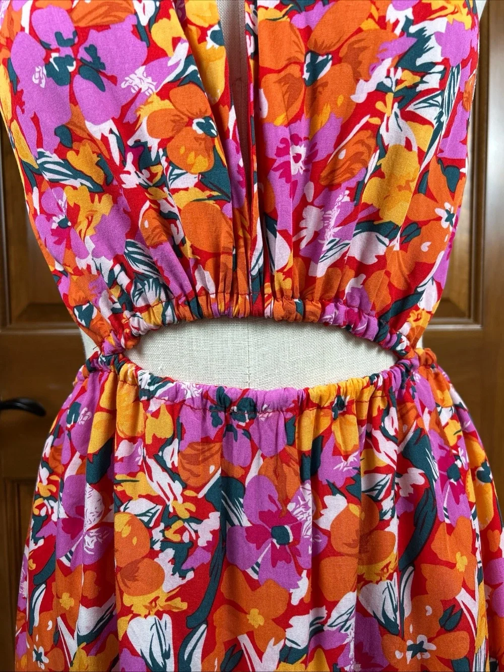 Petal and Pup Women Señorita Print Drop back Maxi Dress Floral Artsy Boho Sz 8 - Picture 3 of 14